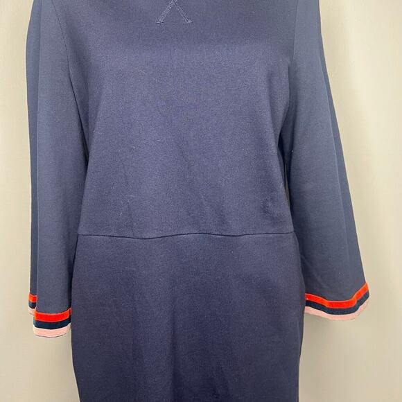 Boden Women's Dress Size 12 Navy Blue Multicolor Velour Velvet Trim Mod Twee - Picture 3 of 10